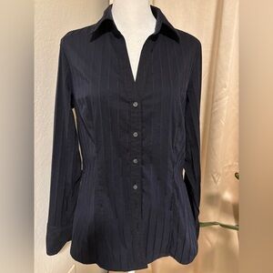 Express Design Tailored Dark Navy Shirt with Silver Accent, size M